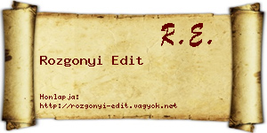 Rozgonyi Edit névjegykártya